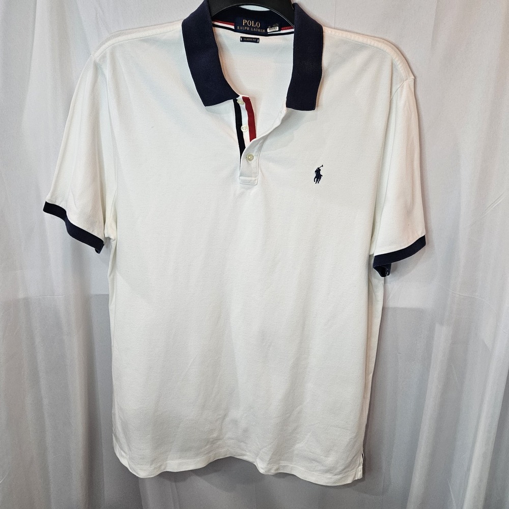 Polo Ralph Lauren Mens XL Classic Fit White Polo Shirt Preppy Old Money☆Sm Stain